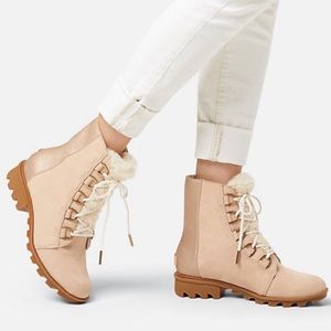 Sorel NEW Phoenix Short Lace Lux Boot Natural Tan